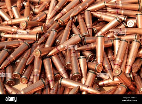 Closeup Of Pictures Piles Of Rifle Bullets Stock Photo Alamy