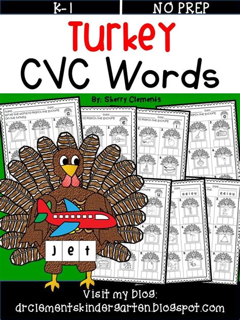 Thanksgiving Turkey Cvc Words Worksheets Fall Write The Word