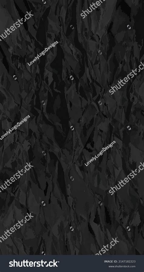 Realistic Black Crumpled Paper Texture Isolated Stock Vector Royalty Free
