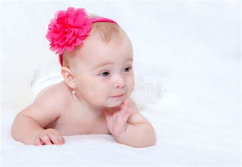 Newborn Baby Lying In Bed Stock Image Image Of Health 25596357