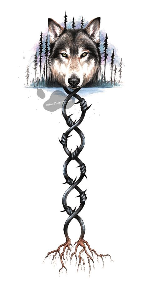 Wolf And Barbed Wire Spine Tattoo By Rozthompsonart On Deviantart
