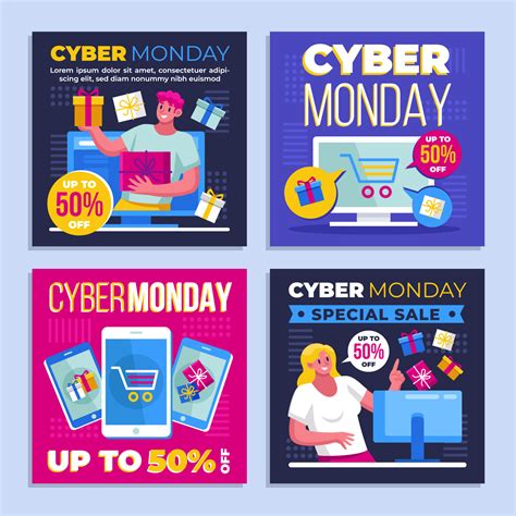 Cyber Monday Social Media Post Template 3706375 Vector Art At Vecteezy