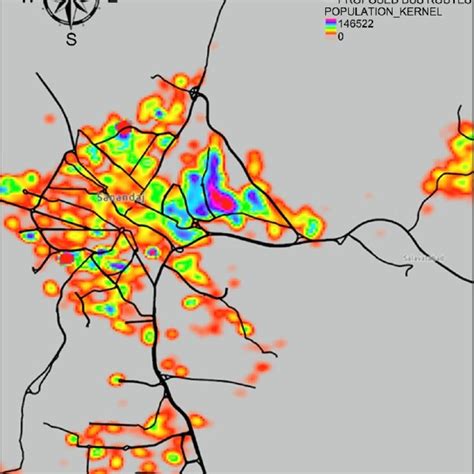 Map Of The First Proposed Bus Network And Population Density Of