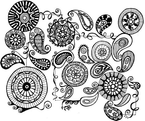 Black And White Drawing Of An Abstract Design With Swirls Circles And