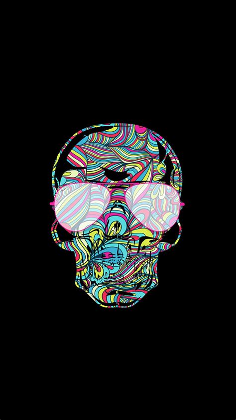 Neon Skull With Glasses For Tech Glass Skull Hd Phone Wallpaper Pxfuel