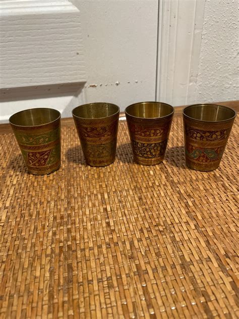 Vintage Indian Brass Lassi Cups Etsy