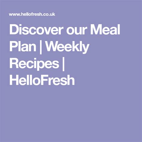 Discover Our Meal Plan Weekly Recipes Hellofresh Hello Fresh