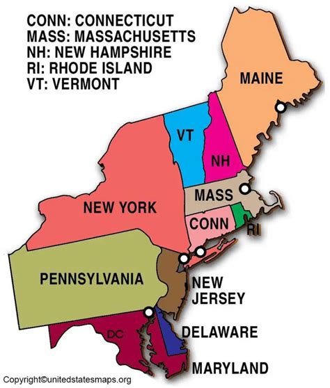 Map Of Northeast Us States United States Maps
