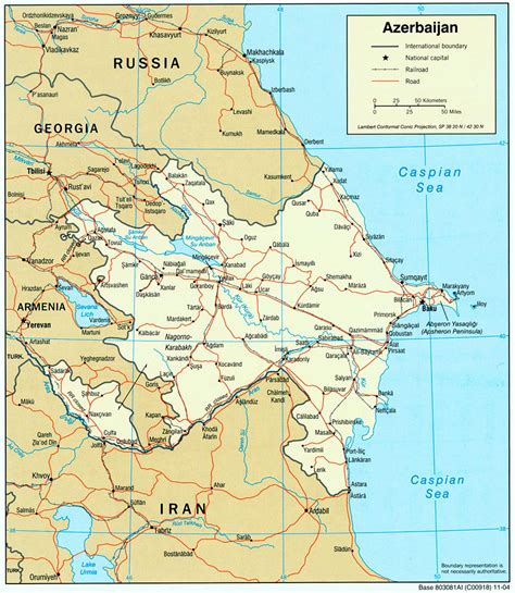 Large detailed map of azerbaijan with cities and towns. Detailed political map of Azerbaijan with roads and major ...