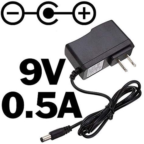 9 Volt Dc 500 Ma Power Adapter With 55mm Barrel Jack Center Positive