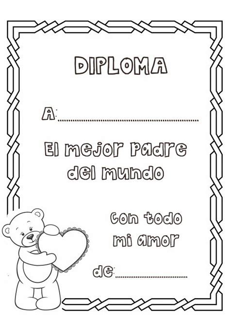 Dibujos Para Colorear Diploma Al Mejor Padre Del Mundo Diplomas Dia