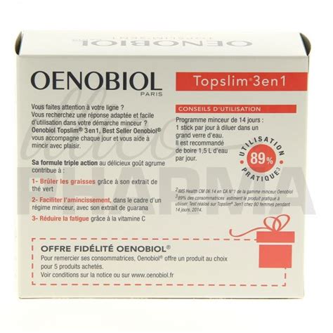 Oenobiol Topslim 3 En 1 Stick Agrume Minceur Illicopharma