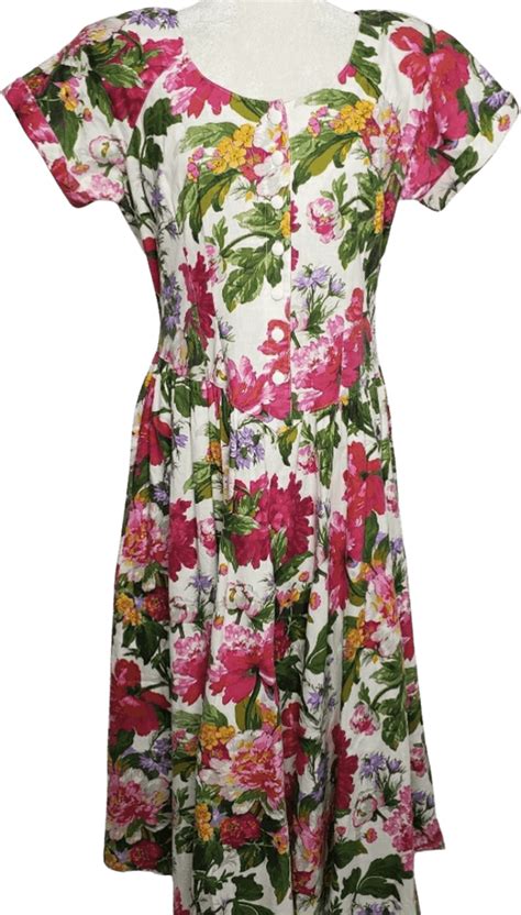 Vintage 70 S 80 S Floral Cottagecore Short Sleeve Midi Dress By Sl Fashions Shop Thrilling