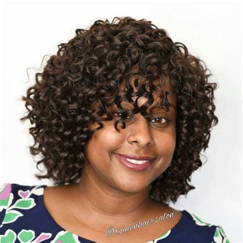 African American Curly Bob With Bangs Natural Hair Braids Curly Hair