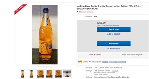 Out Of Date Rabbie Burns Bottle Of Original Recipe Irn Bru On Sale On Ebay For £250 Scotsman