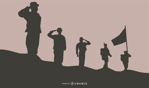 Soldiers Saluting Silhouette Background Vector Download