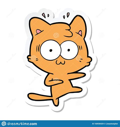 A Creative Sticker Of A Cartoon Surprised Cat Stock Vector