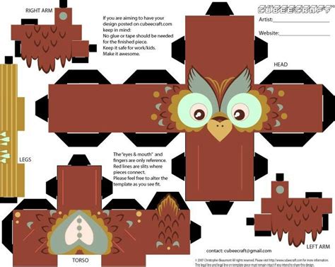 Pin By Olynn Mel On Cube Craft Paper Toys Paper Toys Template Paper Owl