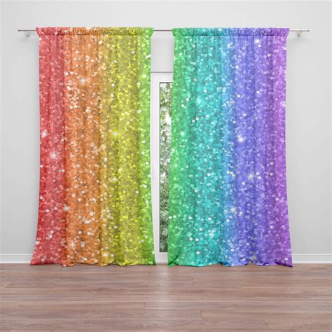 Rainbow Window Curtains Colorful Drapery Curtain Panels Lgbt Etsy Uk