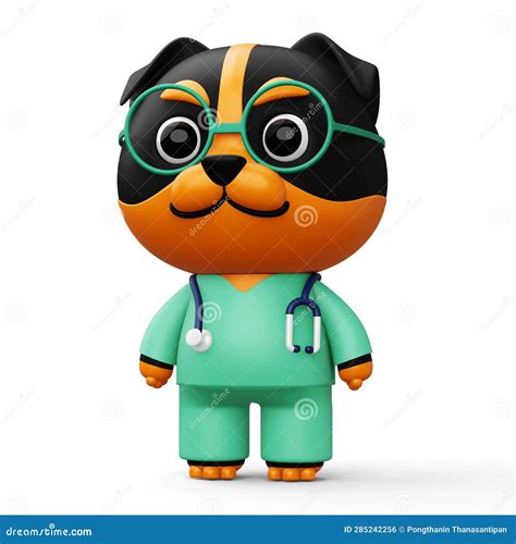 Cute Doctor Dog 3d Cartoon Dog Character 3d Rendering Stock