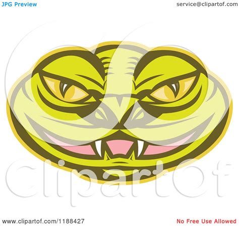 Clipart Of A Green Viper Snake Head With A Slightly Open Mouth
