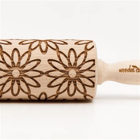 Flowers Embossed Rolling Pin Laser Engraved Patterned Etsy