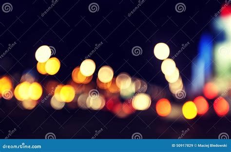 Blurred Urban Abstract Background City And Traffic Lights Stock Image