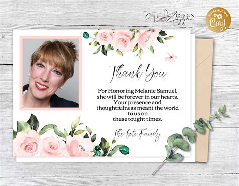 Funeral Thank You Card With Photo Funeral Template Etsy
