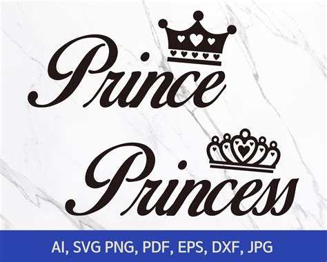 Queen And King Svg Prince Princess Svg Her King Svg His Etsy