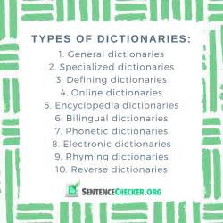 List Of 10 Different Types Of Dictionaries Sentence Checker