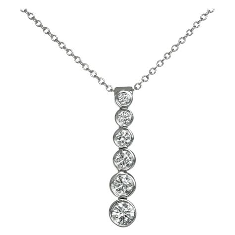 Tiffany And Co Platinum Jazz Graduated Diamond Drop Pendant For Sale