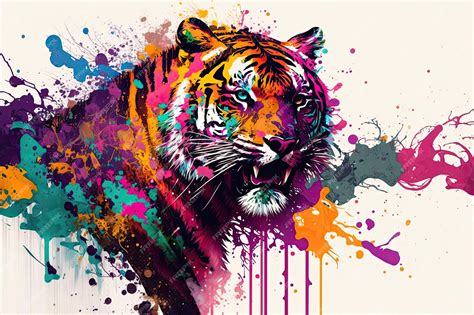 Premium Ai Image Bright Abstract Background With Tiger Paint