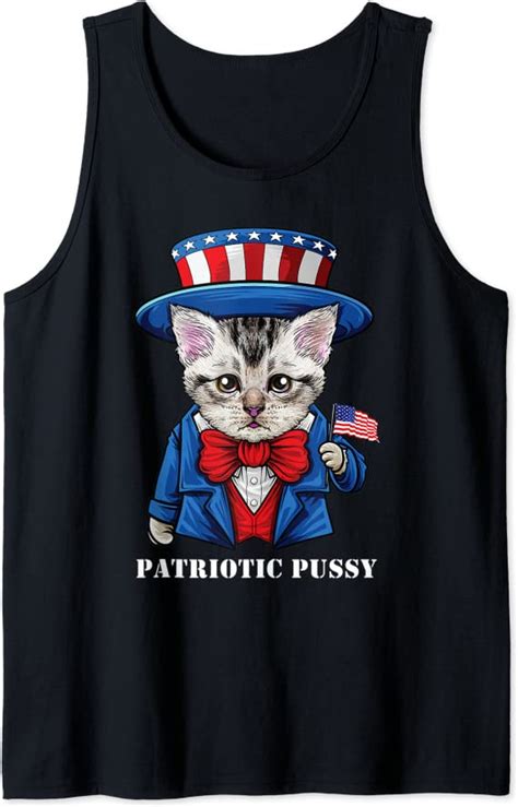 Funny 4th Of July Cat Design Kitty Patriotic Pussy Tank