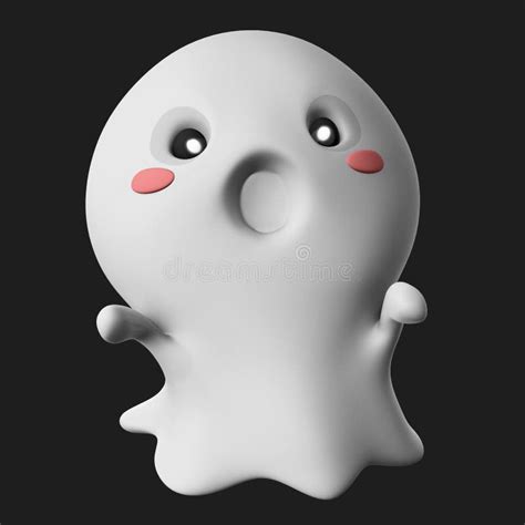 3d Rendering Of A Shocked Cute Ghost Isolated On A Dark Background