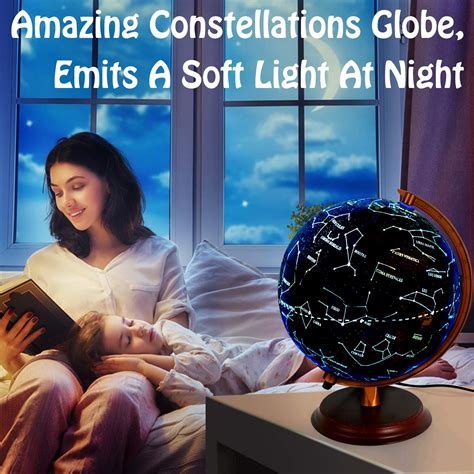 Wizdar 8 Led Illuminated Globe For Kids With Wooden Base 3 In 1