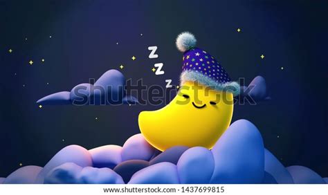 Cute Sleeping Moon Zzz Night Concept Stock Illustration 1437699815