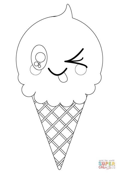 Gambar Kawaii Ice Cream Cone Coloring Page Free Printable Pages Click