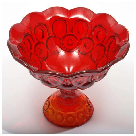 Smith Ruby Red Moon And Star Art Glass Compote Vintage Pedestal Bowl Catisfaction S Glass