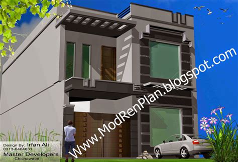 Modren Plan 7 Marla House Front Design And Planfront Elevation