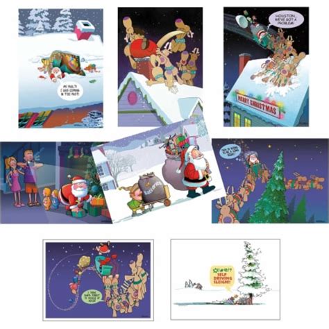 Stonehouse Collection Box Set Of 24 Funny Christmas Cards 8 Designs