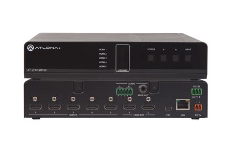 Atlona At Uhd Sw 52 4kuhd 5 Input Hdmi Switcher With Mirrored Hdmi Outputs