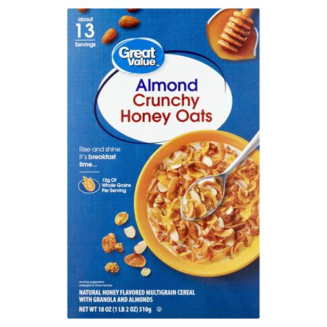 Great Value Almond Crunchy Honey Oats Cereal 18 Oz