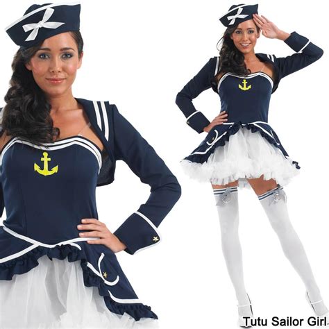 ladies sexy sailor fancy dress costume navy naval forces uniform outfit ebay
