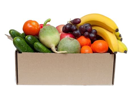 Premium Photo Donation Box With Fresh Organic Fruits Vegetables And
