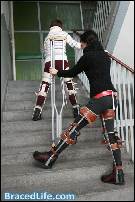 Two Fully Braced Girls On Stairs By Medicbrace On Deviantart Korsett Skoliose