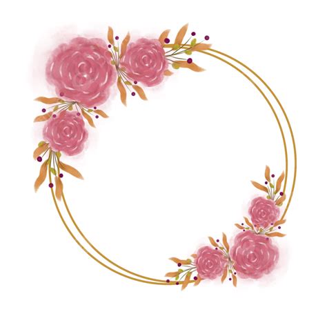 Rose Gold Circle Png Picture Pink Rose Flower Frame With Gold Circle