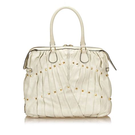 Valentino White Pleated Leather Handbag For Sale At 1stdibs