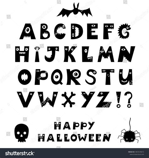 Happy Halloween Scary Alphabet Spooky Font Stock Vector Royalty Free