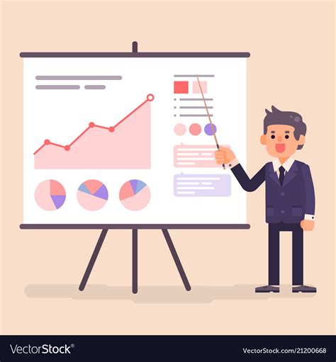 Business Man Presenting Diagram And Chart Vector Image