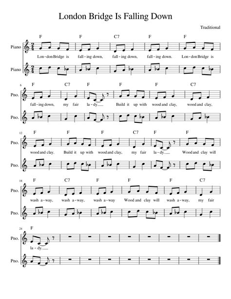 London Bridge Is Falling Down Sheet Music For Piano Download Free In Pdf Or Midi